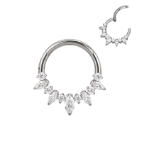 Tytanowy septum daith clicker Frozen białe cyrkonie