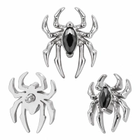 Tytanowy labret Black Widow z czarną cyrkonią