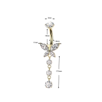 Złoty banan do pępka Crystal Butterfly dangle