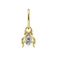 Gold piercing charm Beetle clear gem
