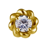 Phlox złota ozdoba push-in z białą cyrkonią