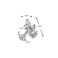 Tytanowy labret Marquise Leaf z cyrkoniami