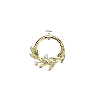 Gold itanium Olive Branch clicker with Cubic Zirconia
