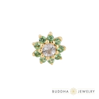 Eloise Flower - Tsavorite ozdoba push-in z żółtego złota 14k