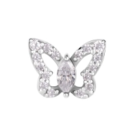 Labret Butterfly białe kryształki