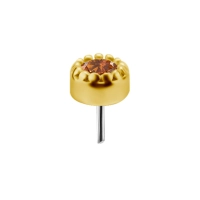 Szampańska cyrkonia w oprawie milgrain bezel set ze złota 18k