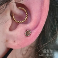 Pump up the volume Smoky Quartz ozdoba push-in z żółtego złota 14k