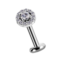 Labret Elegance białe kryształki