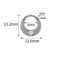 Tytanowy septum daith clicker Arcana biała cyrkonia