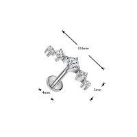 Titanium push-in Vetiver labret with clear gems