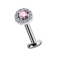 Labret Elegance różowy kryształek