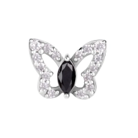 Labret Butterfly czarny kryształek