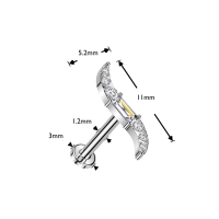 Tytanowy labret Verve z cyrkoniami i gwintem wewnętrznym